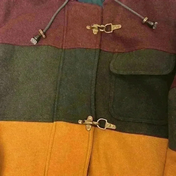 80’s Wool Reversible Colorblock Duffle Coat - Picture 2 of 6